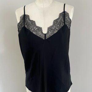 Victoria's Secret Black Lace Trim Adjustable Straps Camisole Top